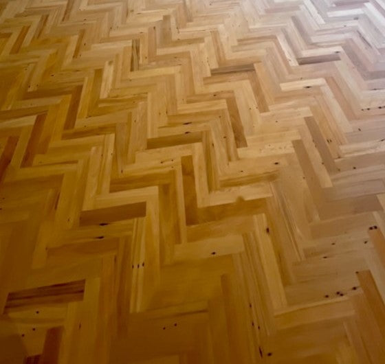 Recycled Rimu T&G parquet flooring